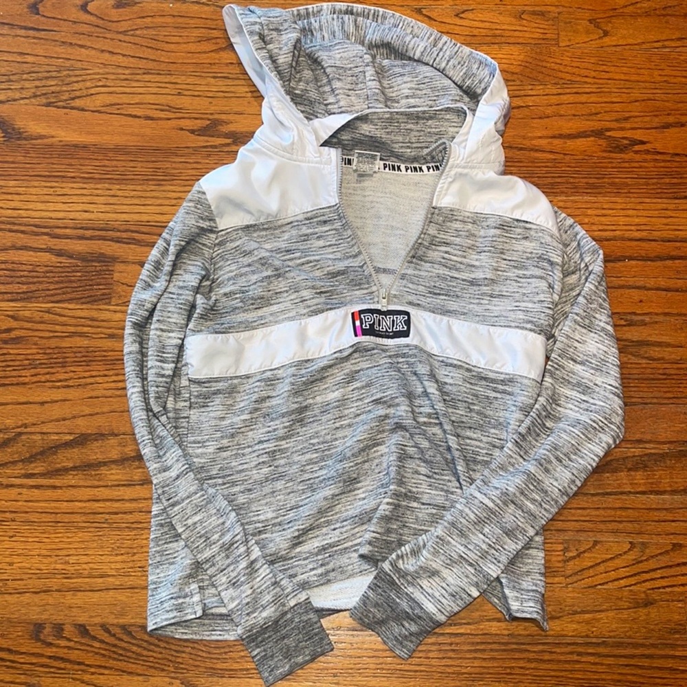 Pink VS grey hoodie half zip sweater 2016💖🍭🌸🐇
